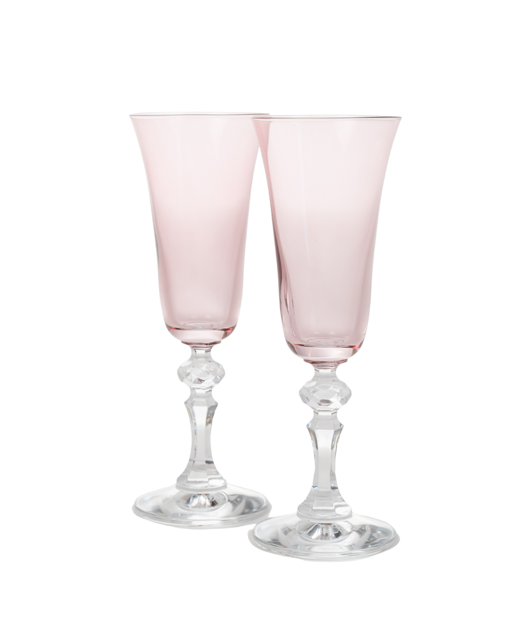 Estelle Colored Regal Flute With Clear Stem - Set of 2 {Rose}