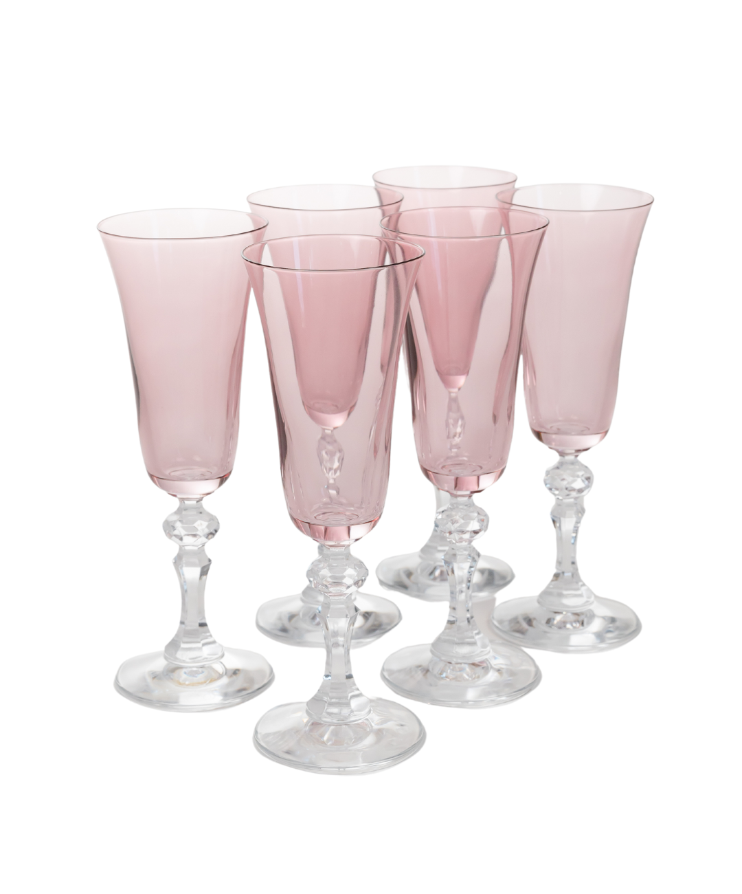 Estelle Colored Regal Flute With Clear Stem - Set of 6 {Rose}