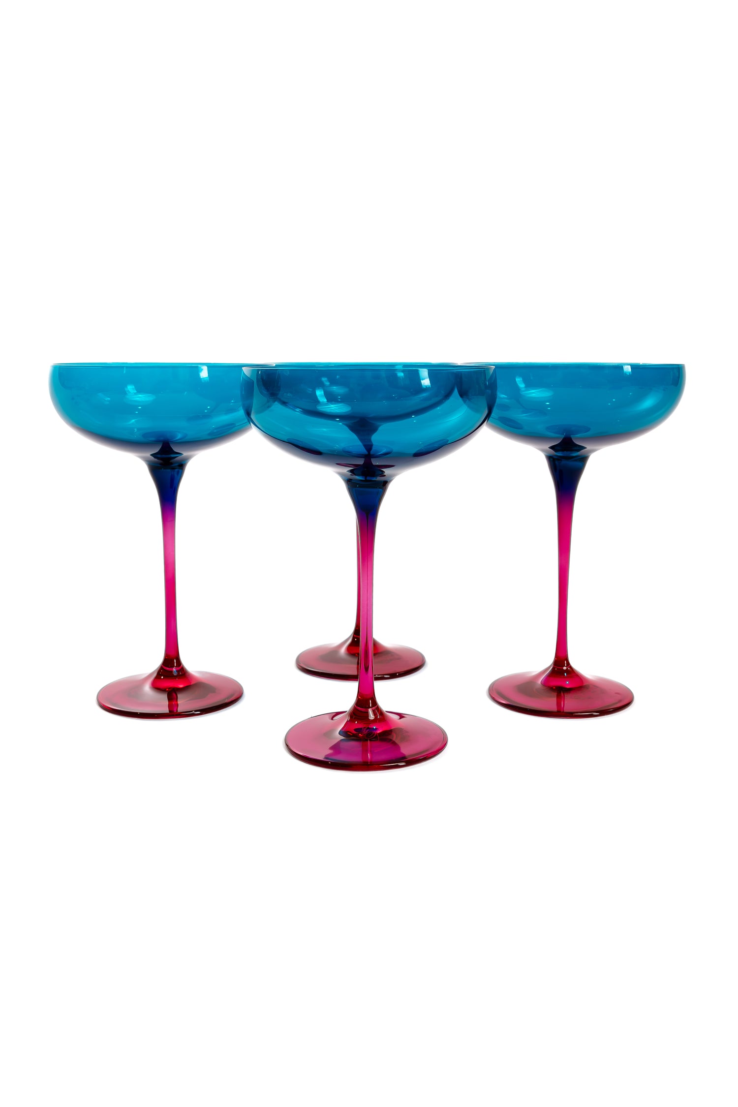 Estelle Colored Champagne Coupe - Set of 6 {Colorblock: Teal + Fuchsia}