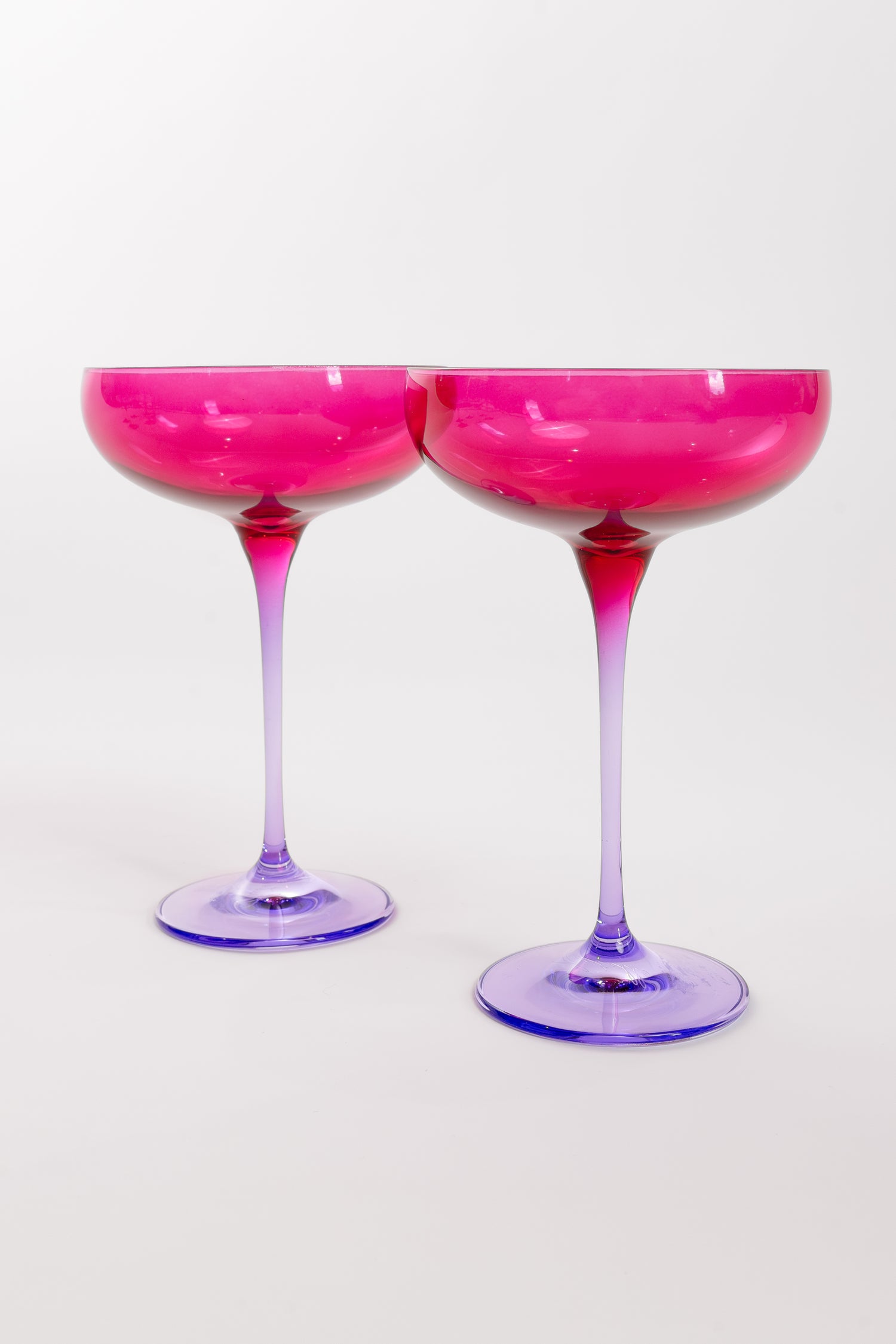 Estelle Colored Champagne Coupe - Set of 2 {Colorblock: Fuchsia + Lavender}