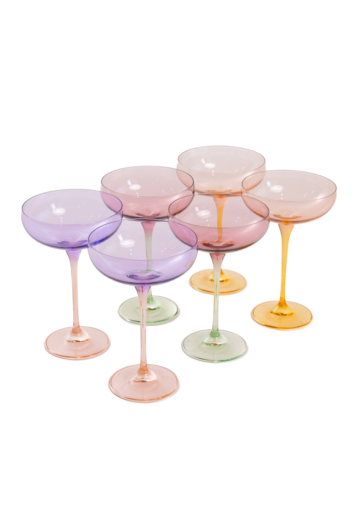 Estelle Colored Champagne Coupe - Set of 6 {Colorblock Pastel Mixed Set}