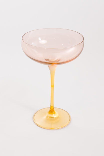 Estelle Colored Champagne Coupe - Set of 2 {Colorblock: Blush Pink + Yellow}