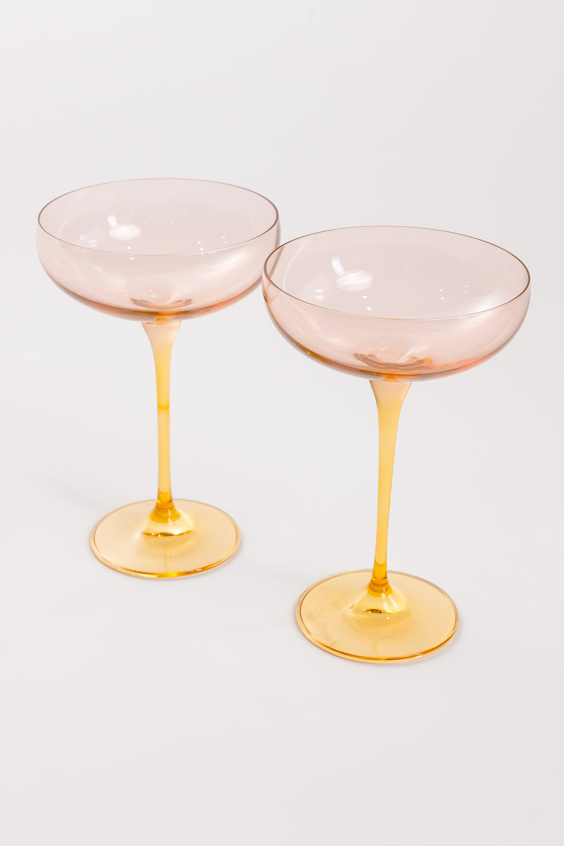 Estelle Colored Champagne Coupe - Set of 2 {Colorblock: Blush Pink + Yellow}
