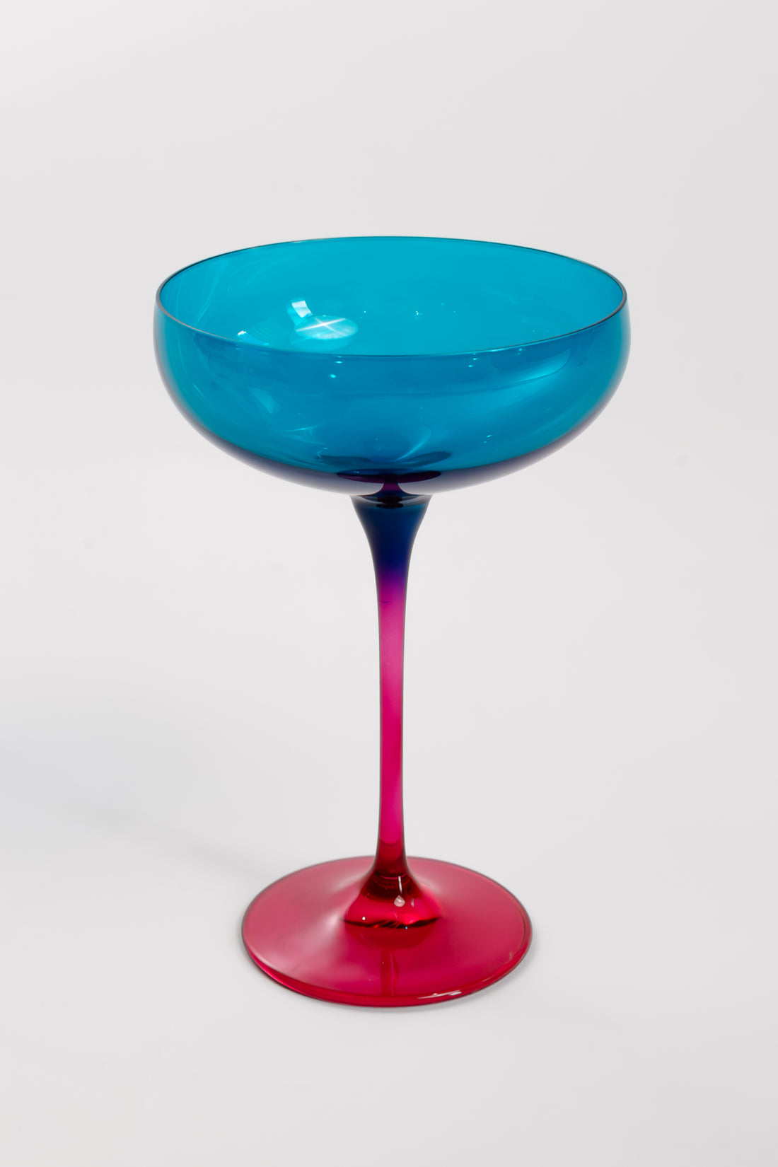 Estelle Colored Champagne Coupe - Set of 6 {Colorblock: Teal + Fuchsia}