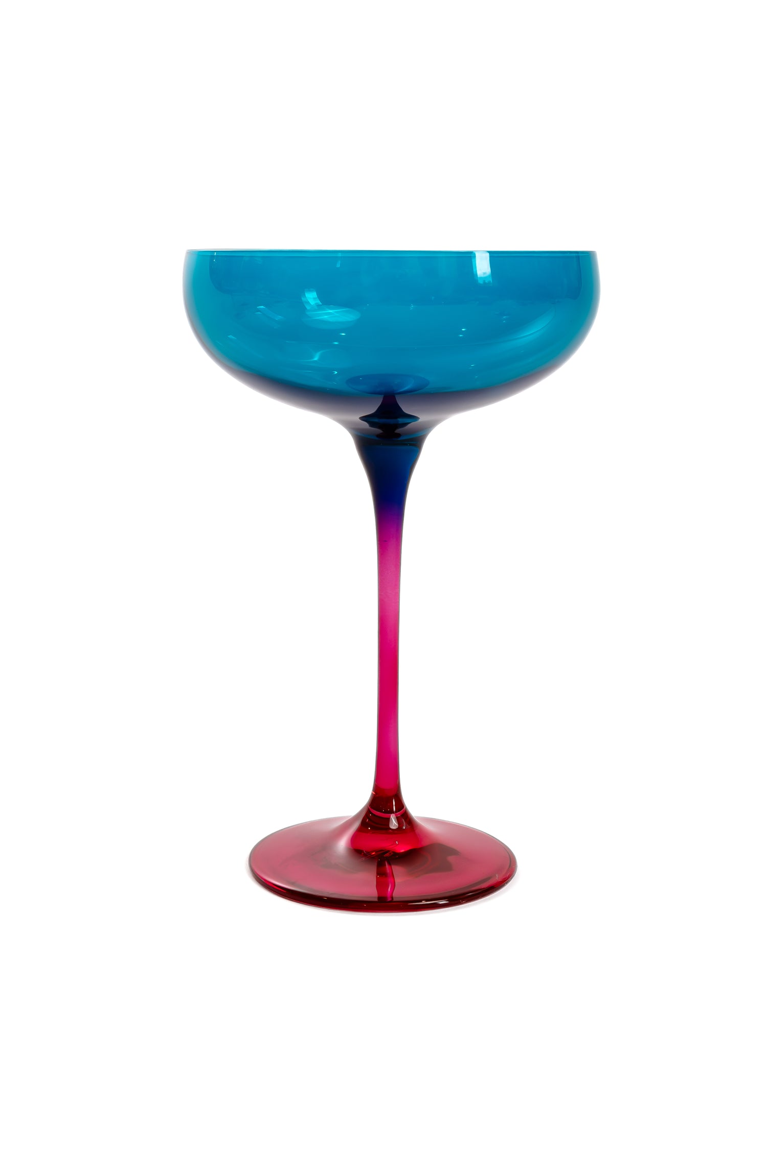Estelle Colored Champagne Coupe - Set of 2 {Colorblock: Teal + Fuchsia}