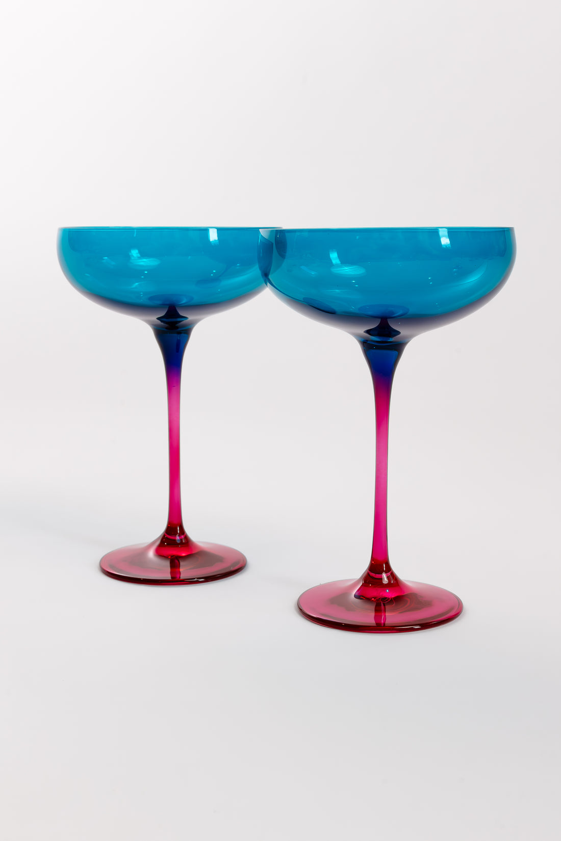 Estelle Colored Champagne Coupe - Set of 2 {Colorblock: Teal + Fuchsia}