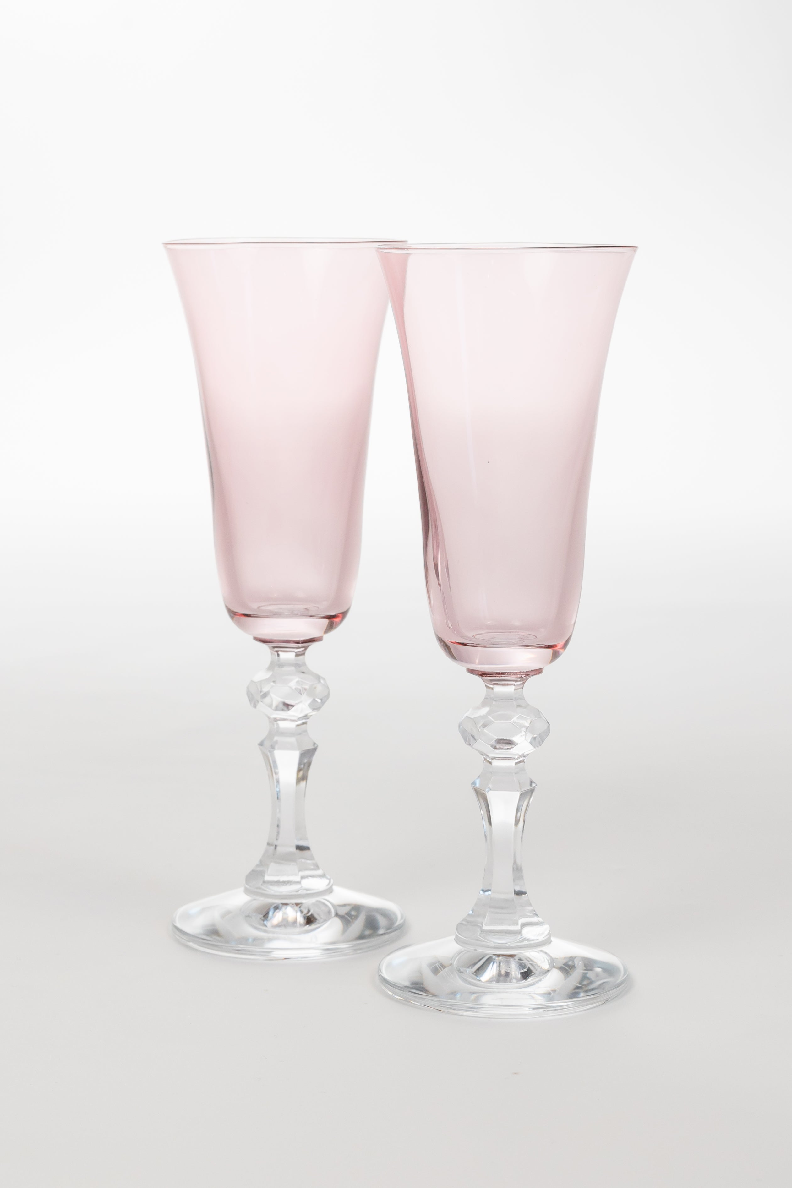 Estelle Colored Regal Flute With Clear Stem - Set of 2 {Rose}