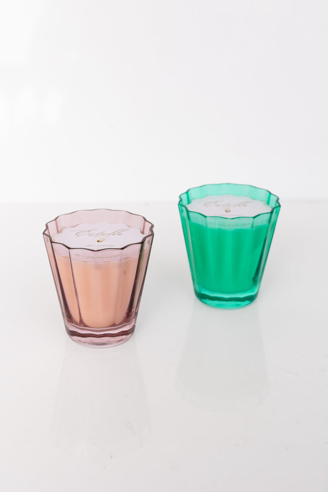 Estelle Colored Sunday Low Ball Candles - Set of 2 {Rose + Kelly Green}