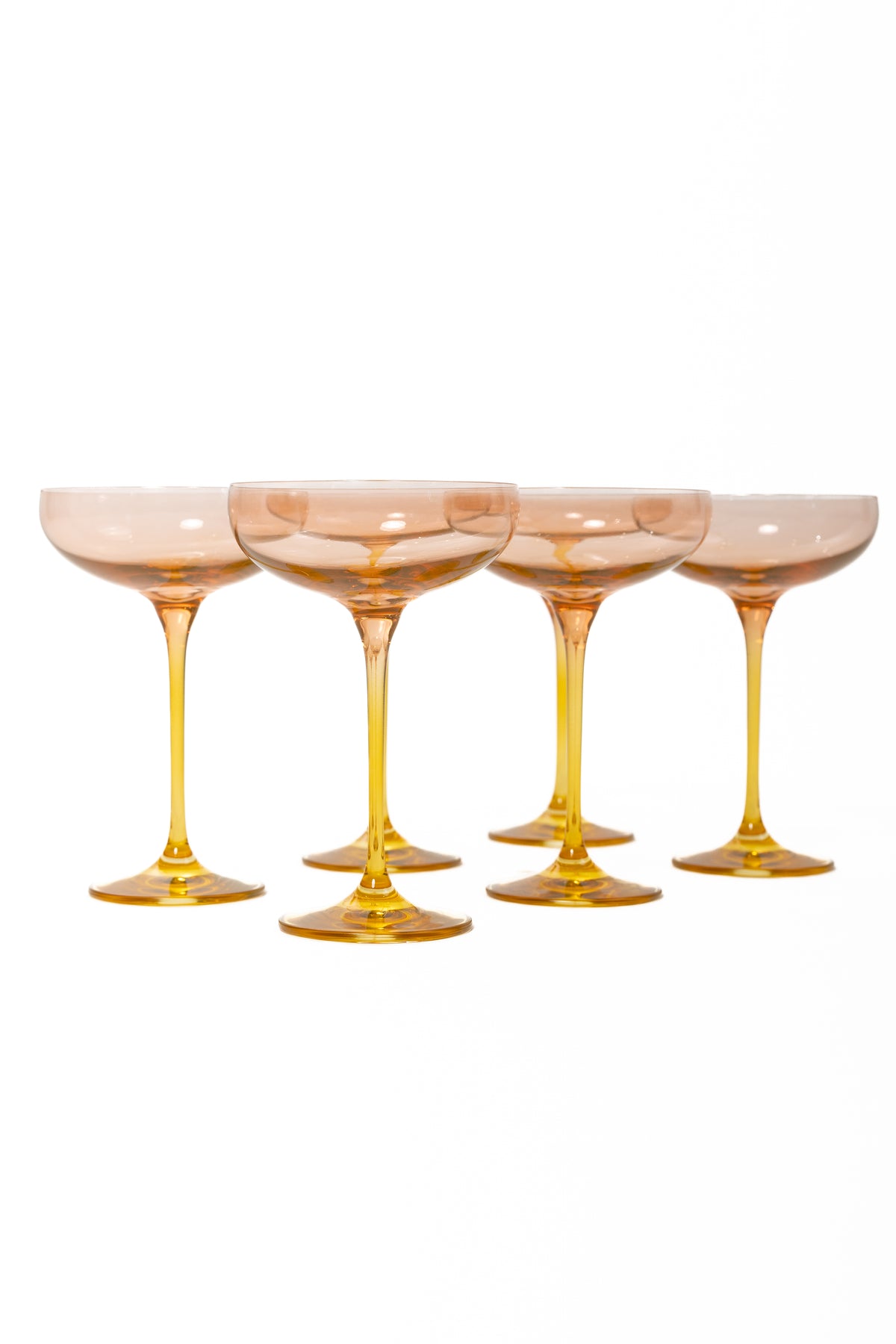 Estelle Colored Champagne Coupe - Set of 6 {Colorblock: Blush Pink + Yellow}