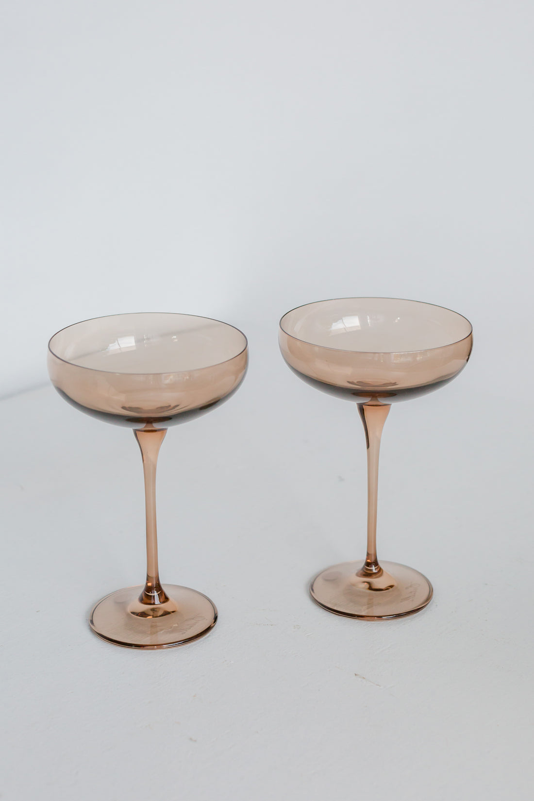 Estelle Colored Champagne Coupe Stemware - Set of 2 {Mocha Mousse (Our Amber Smoke)}