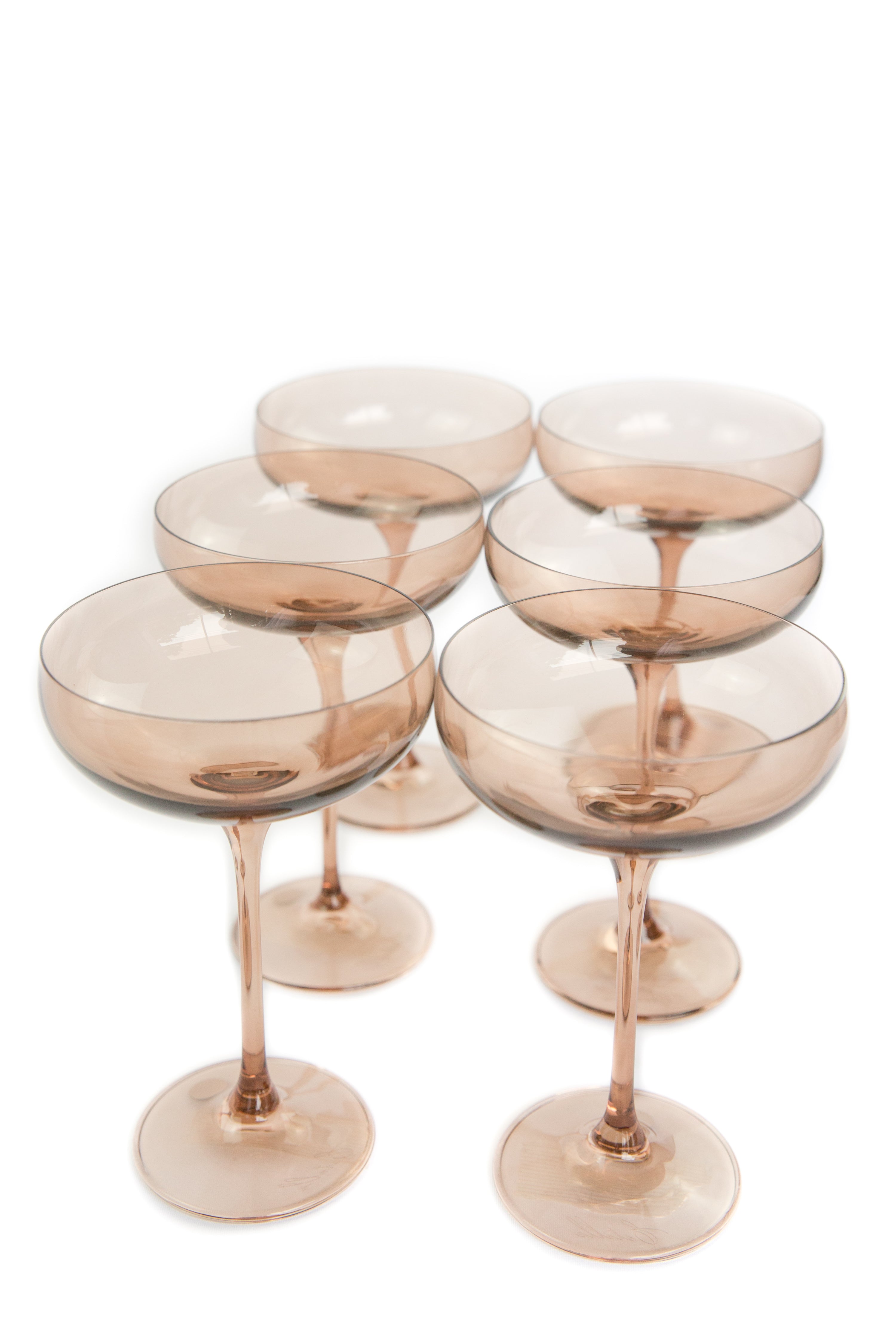 Estelle Colored Champagne Coupe Stemware - Set of 6 {Mocha Mousse (Our Amber Smoke)}