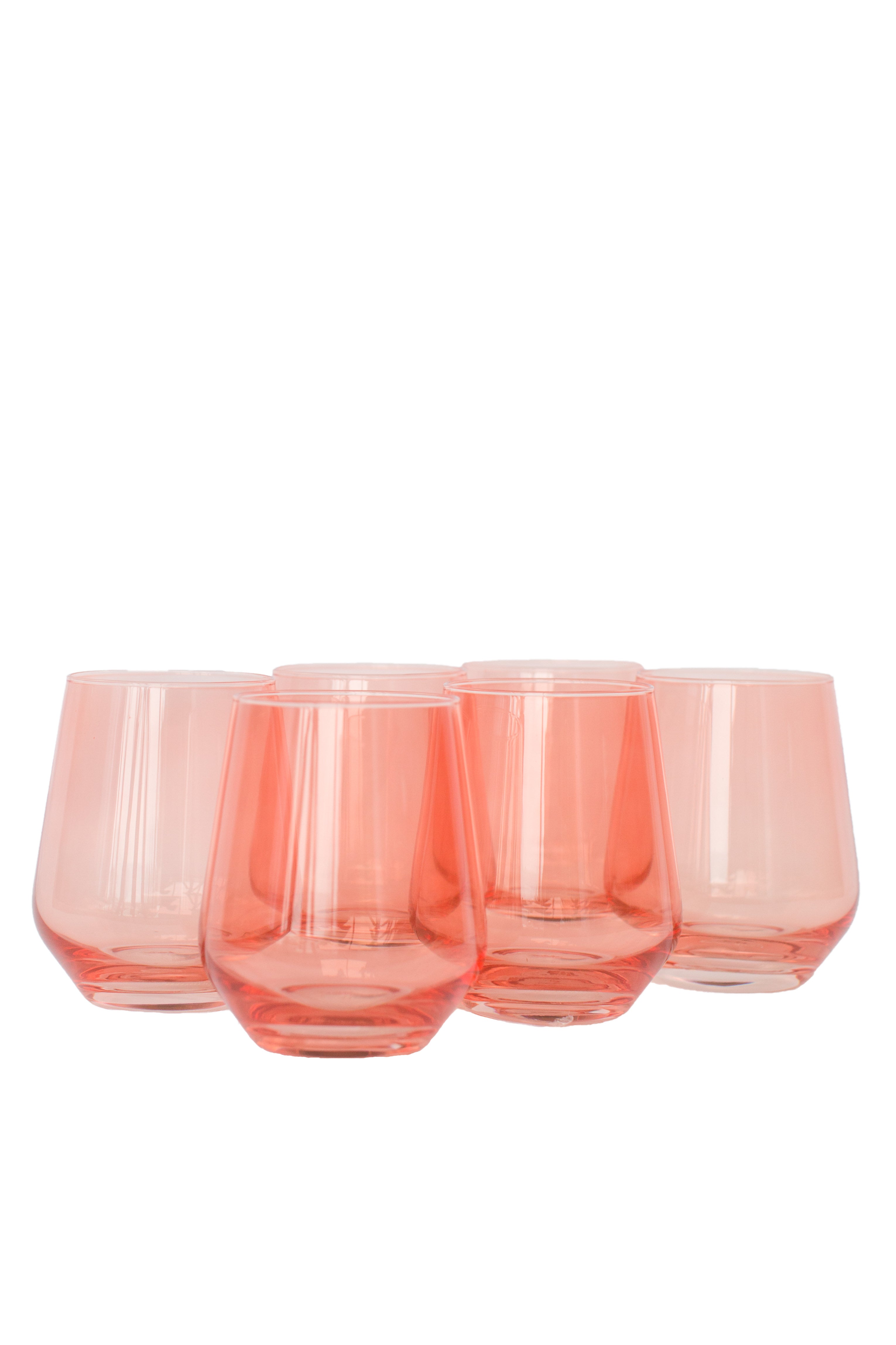 Estelle Colored Wine Stemless - Set of 6 {Coral Peach Pink}