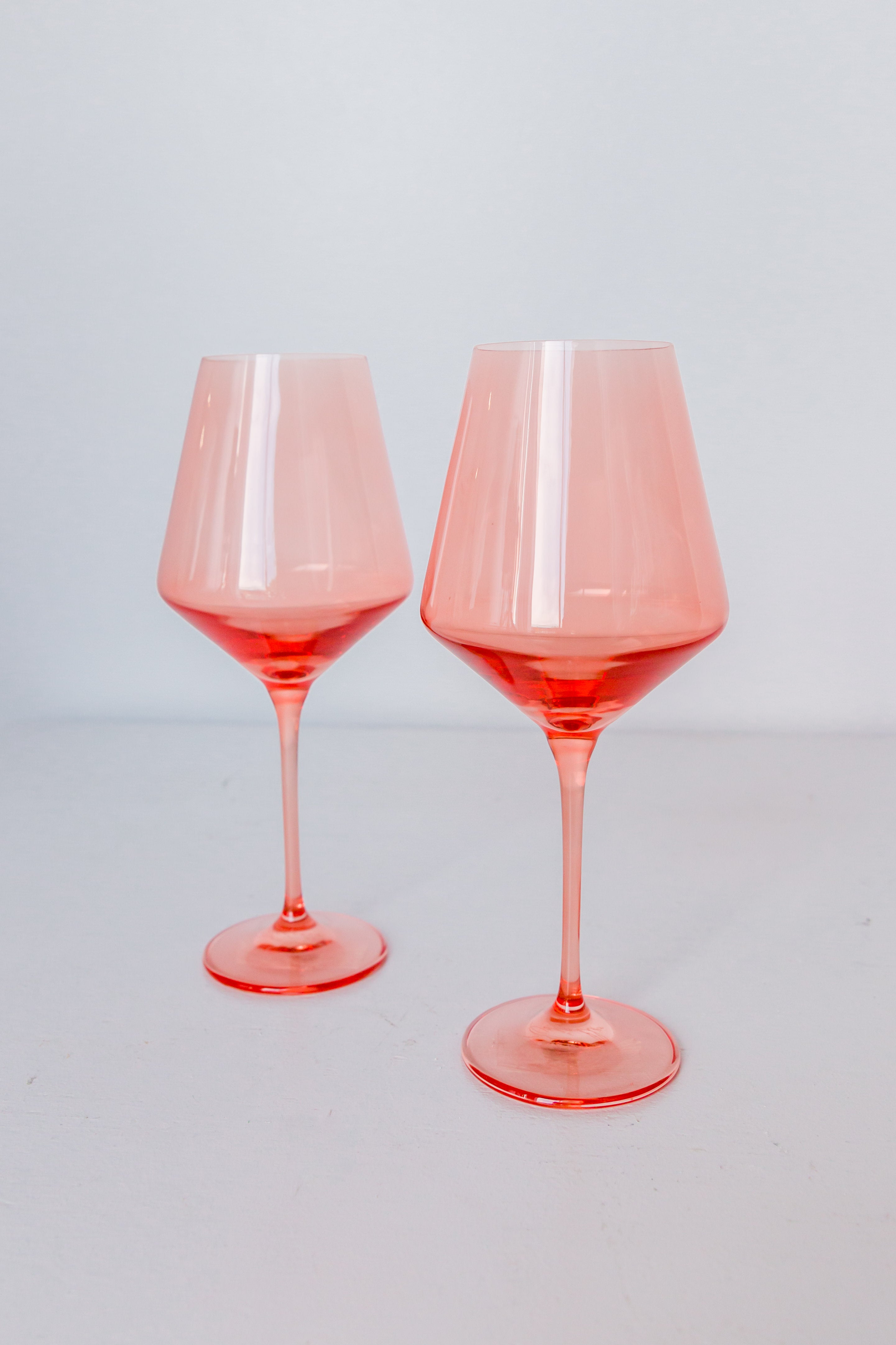 Estelle Colored Wine Stemware - Set of 2 {Coral Peach Pink}