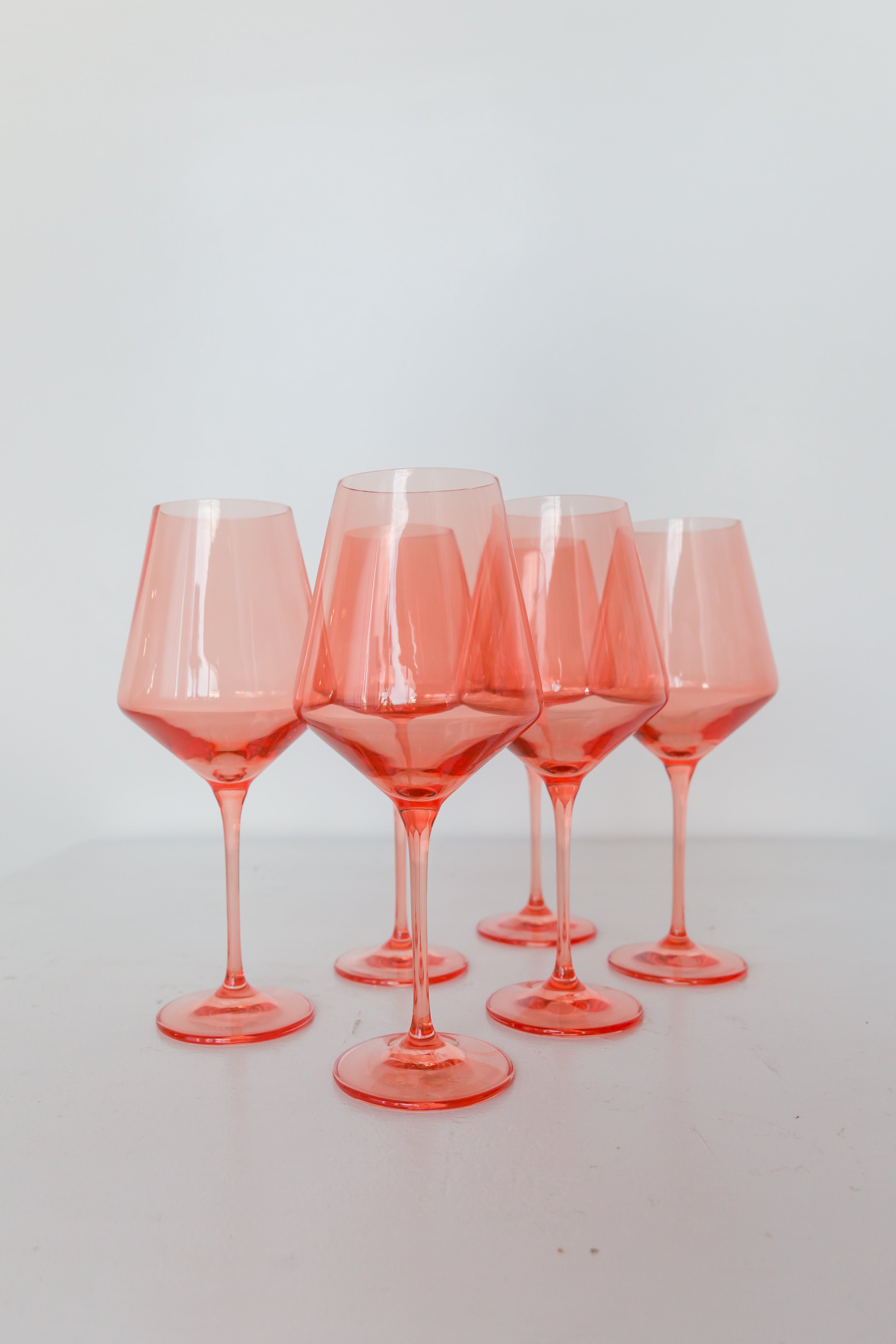 Estelle Colored Wine Stemware - Set of 6 {Coral Peach Pink}
