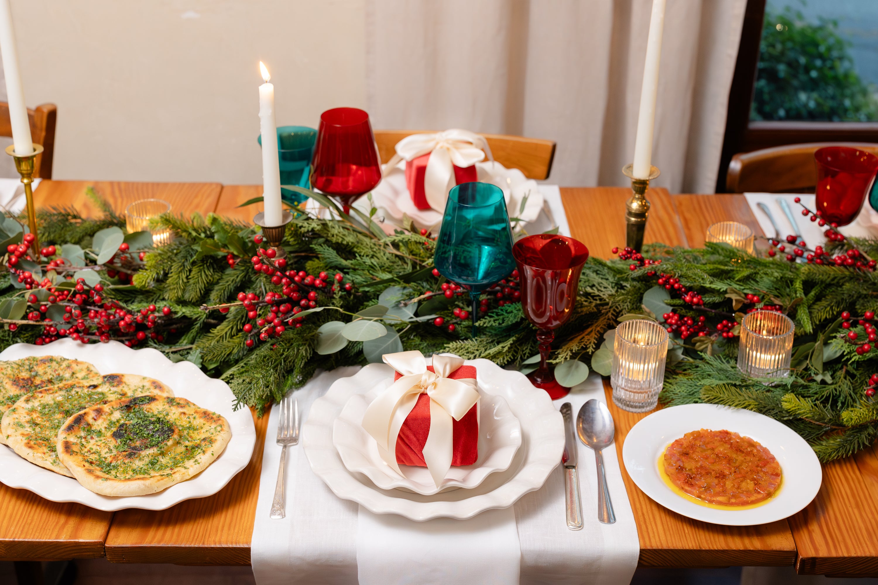 Red + Emerald Green Holiday Table