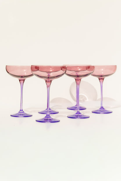 Estelle Colored Champagne Coupe - Set of 6 {Colorblock: Rose + Lavender}