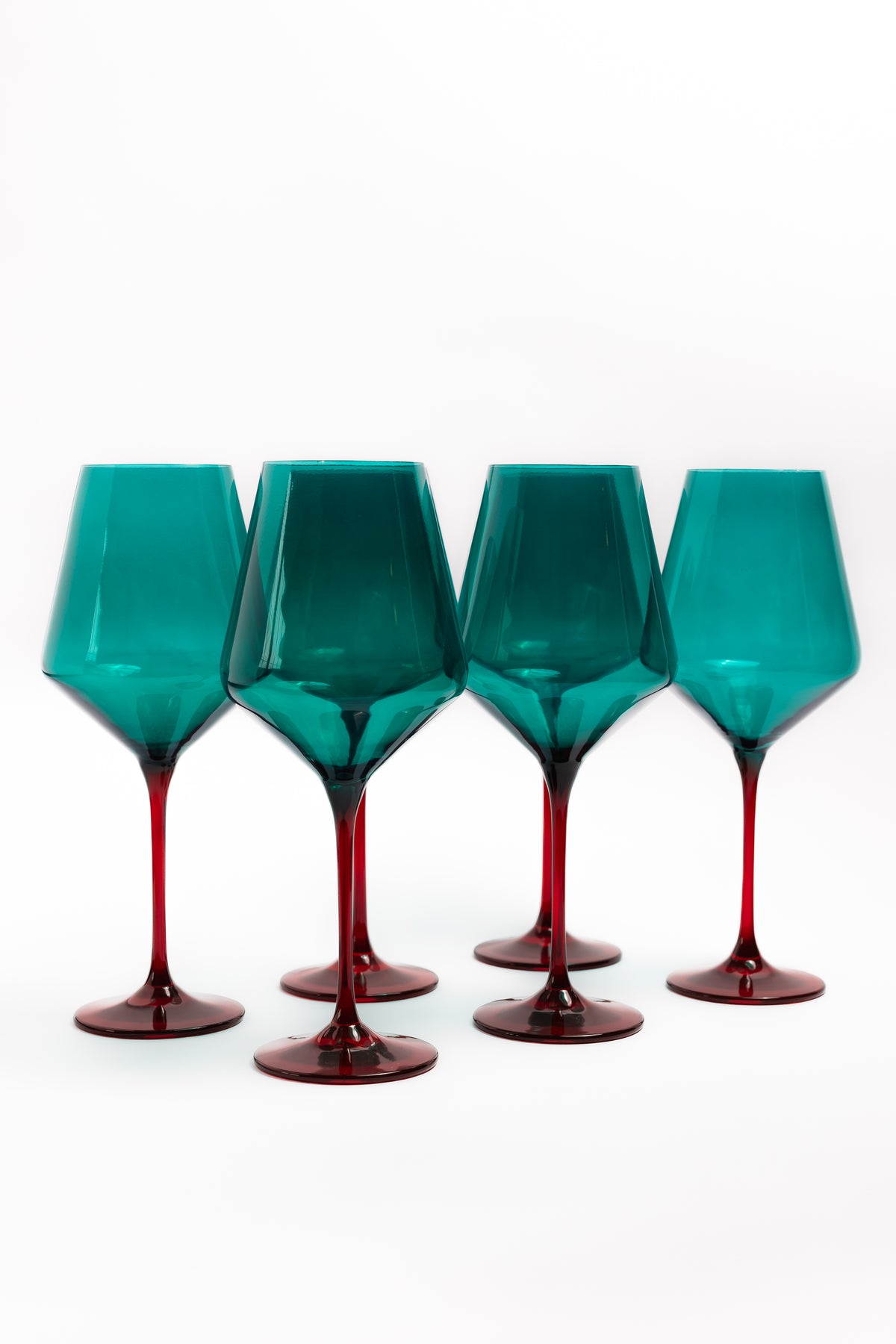 Estelle Colored Wine Stemware - Set of 6 {Colorblock: Emerald + Red}