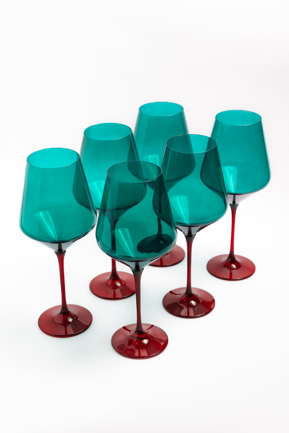 Estelle Colored Wine Stemware - Set of 6 {Colorblock: Emerald + Red}