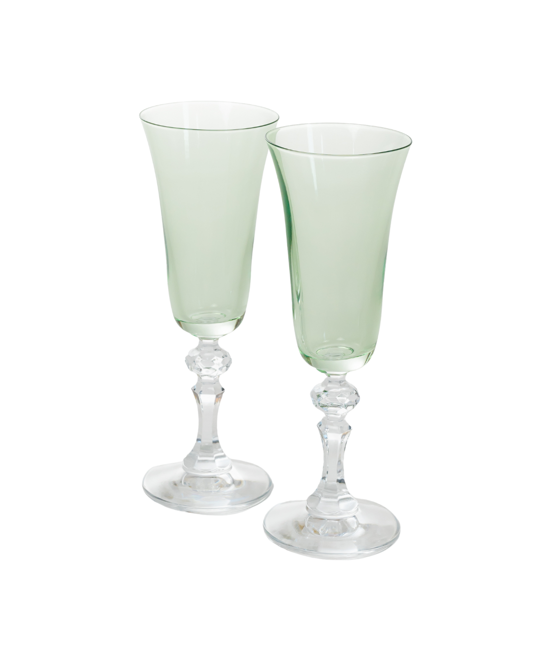 Estelle Colored Regal Flute With Clear Stem - Set of 2 {Mint Green}