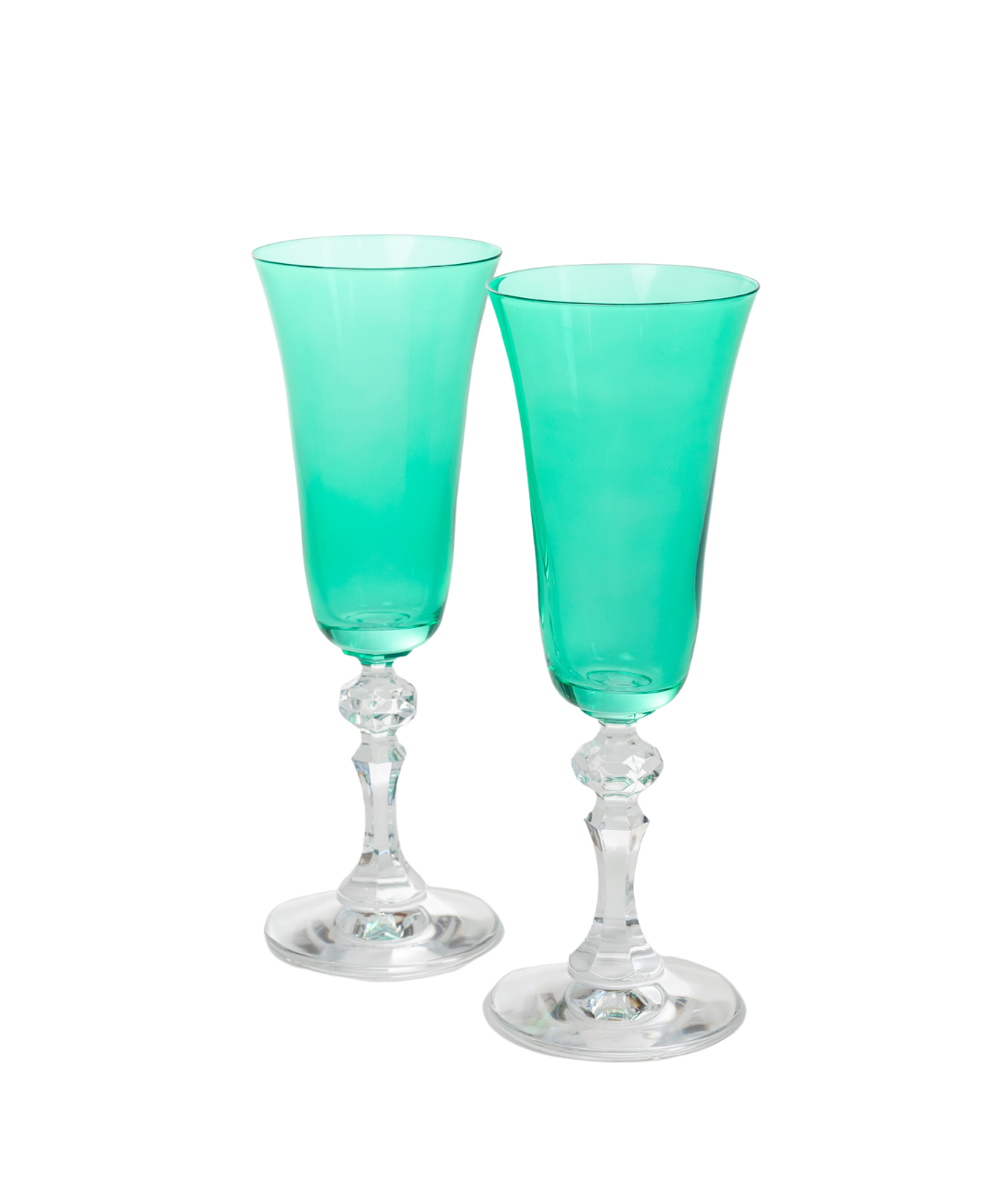 Estelle Colored Regal Flute With Clear Stem - Set of 2 {Kelly Green}