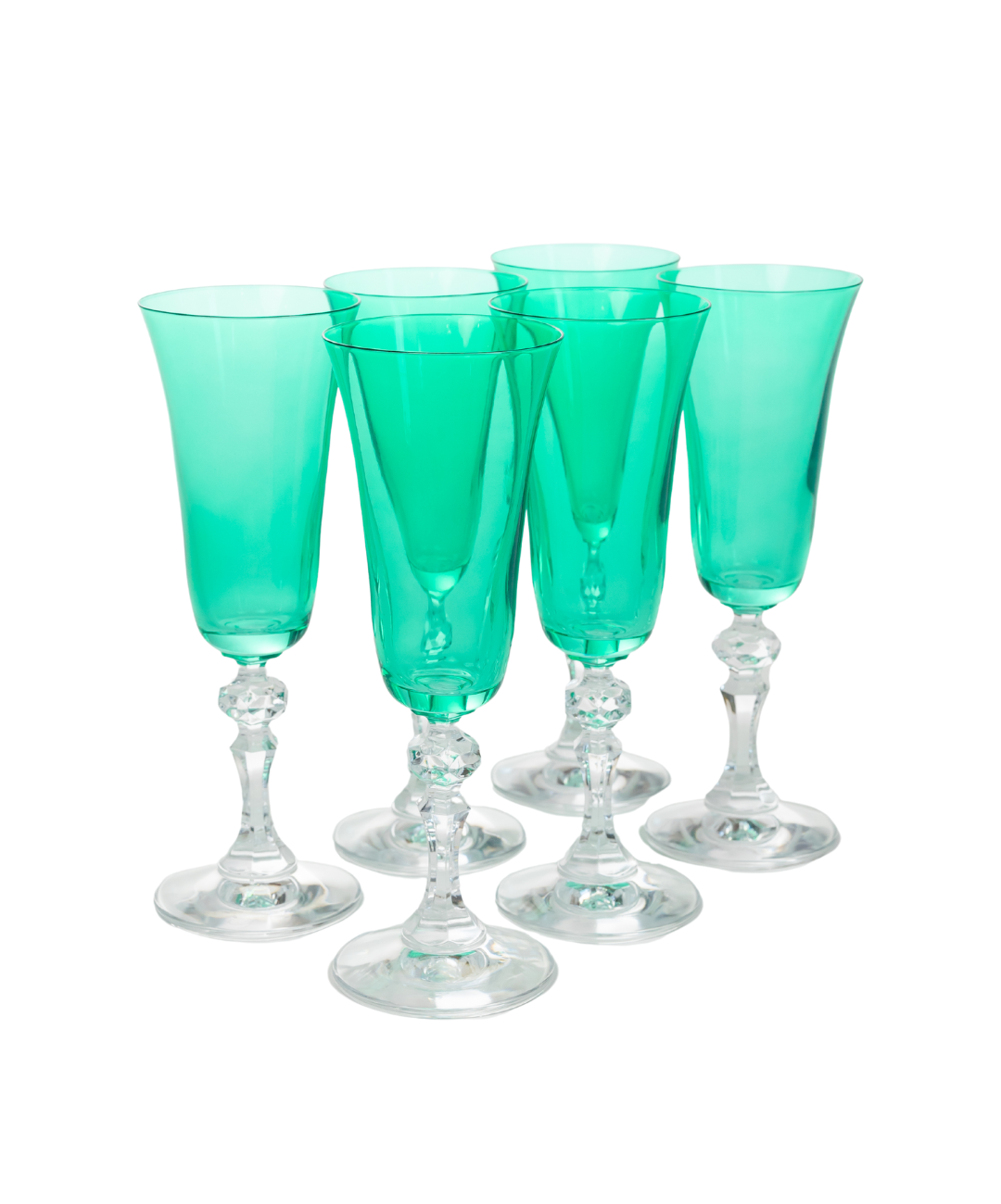 Estelle Colored Regal Flute With Clear Stem - Set of 6 {Kelly Green}