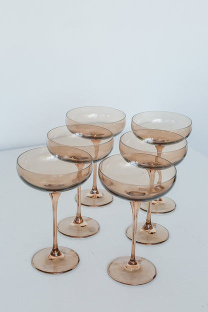 Estelle Colored Champagne Coupe Stemware - Set of 6 {Amber Smoke}