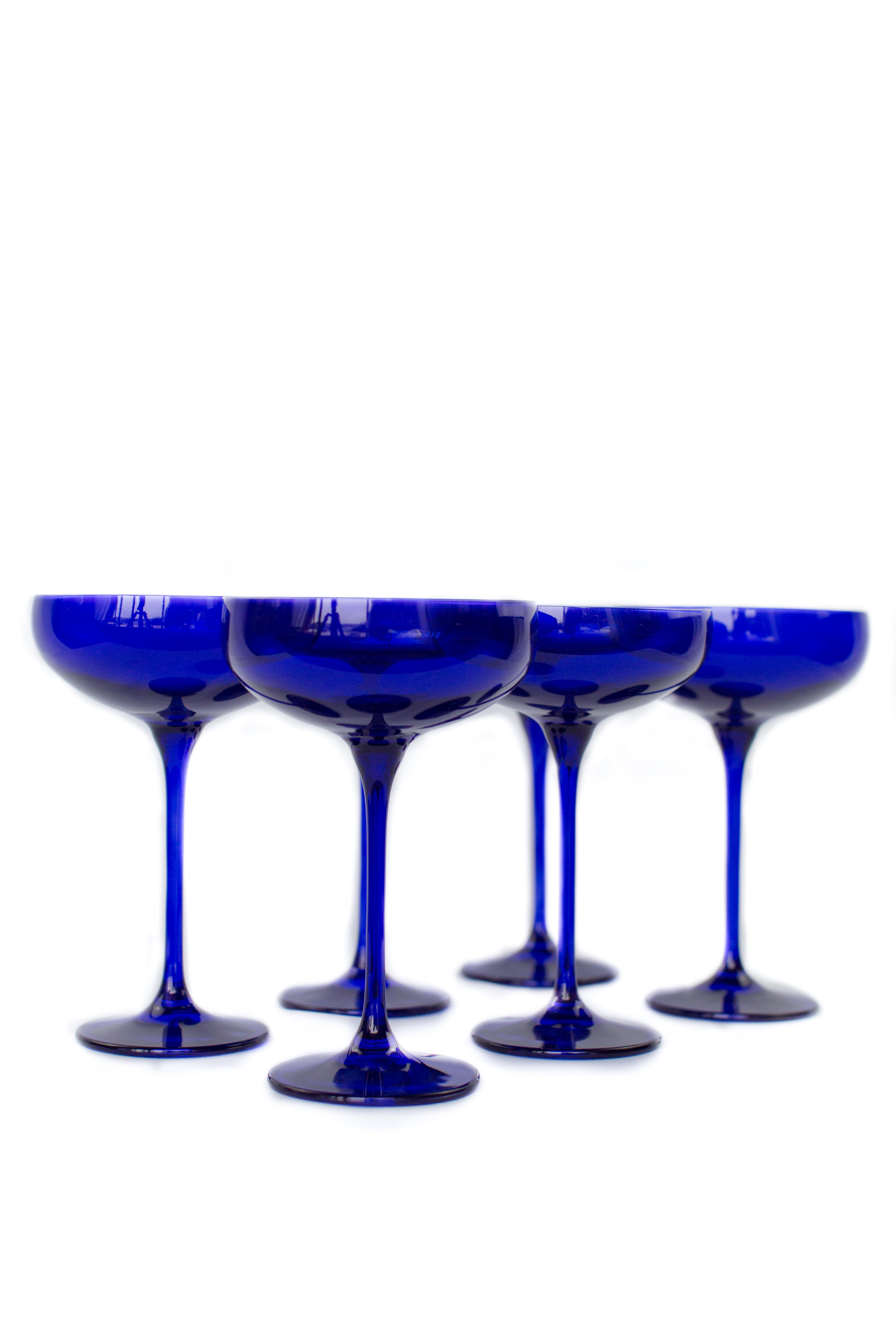 Estelle Colored Champagne Coupe Stemware - Set of 6 {Royal Blue}