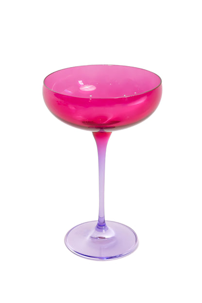 Estelle Colored Champagne Coupe - Set of 2 {Colorblock: Fuchsia + Lavender}