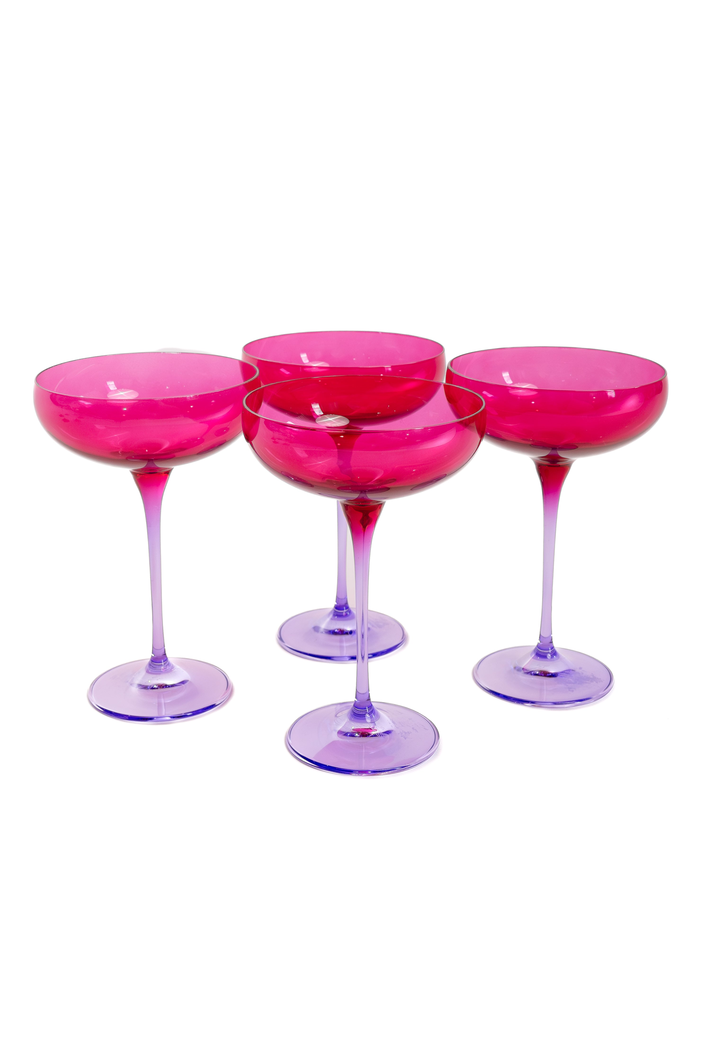 Estelle Colored Champagne Coupe - Set of 6 {Colorblock: Fuchsia + Lavender}