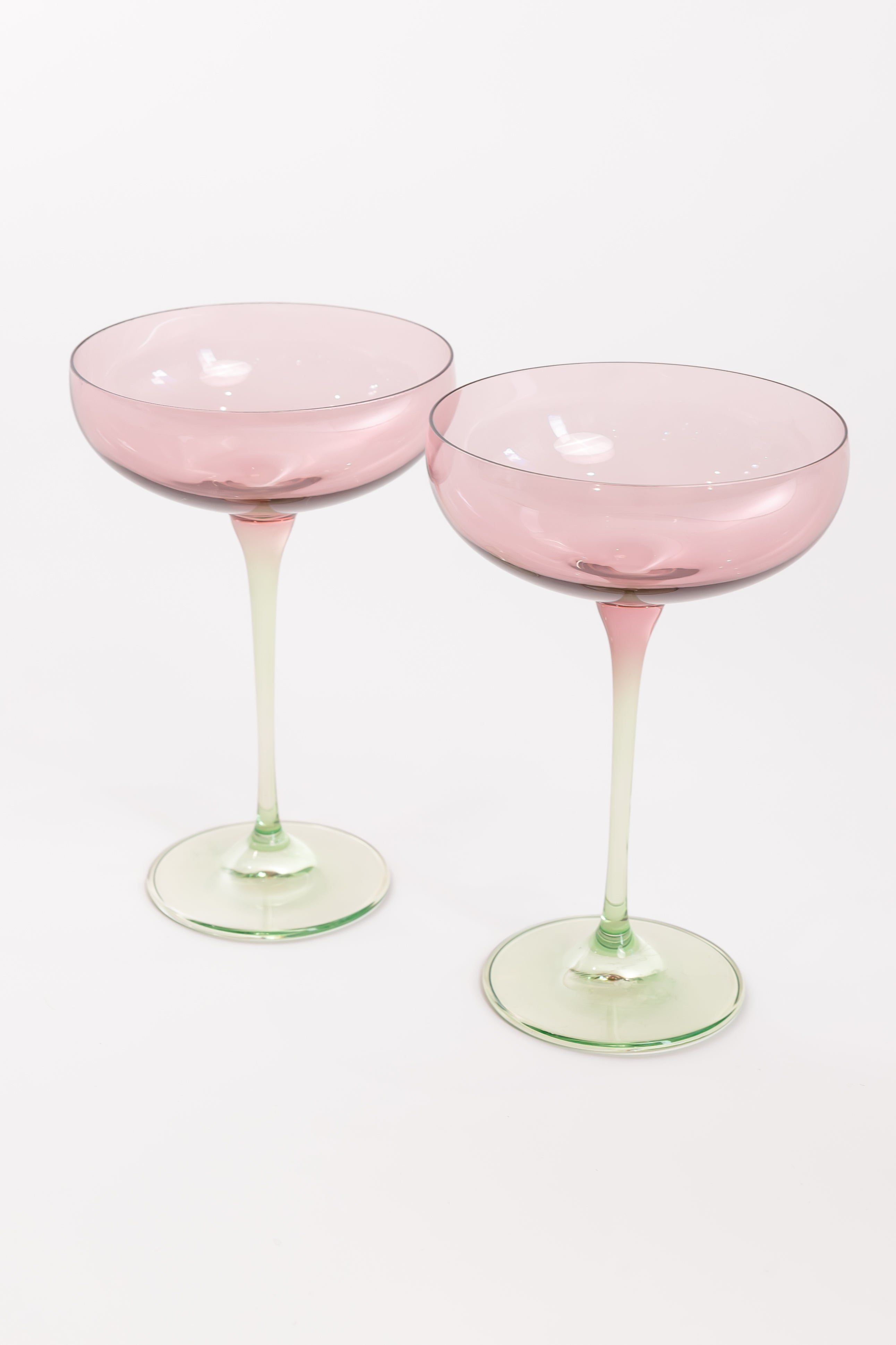 Estelle Colored Champagne Coupe - Set of 2 {Colorblock: Rose + Mint Green}