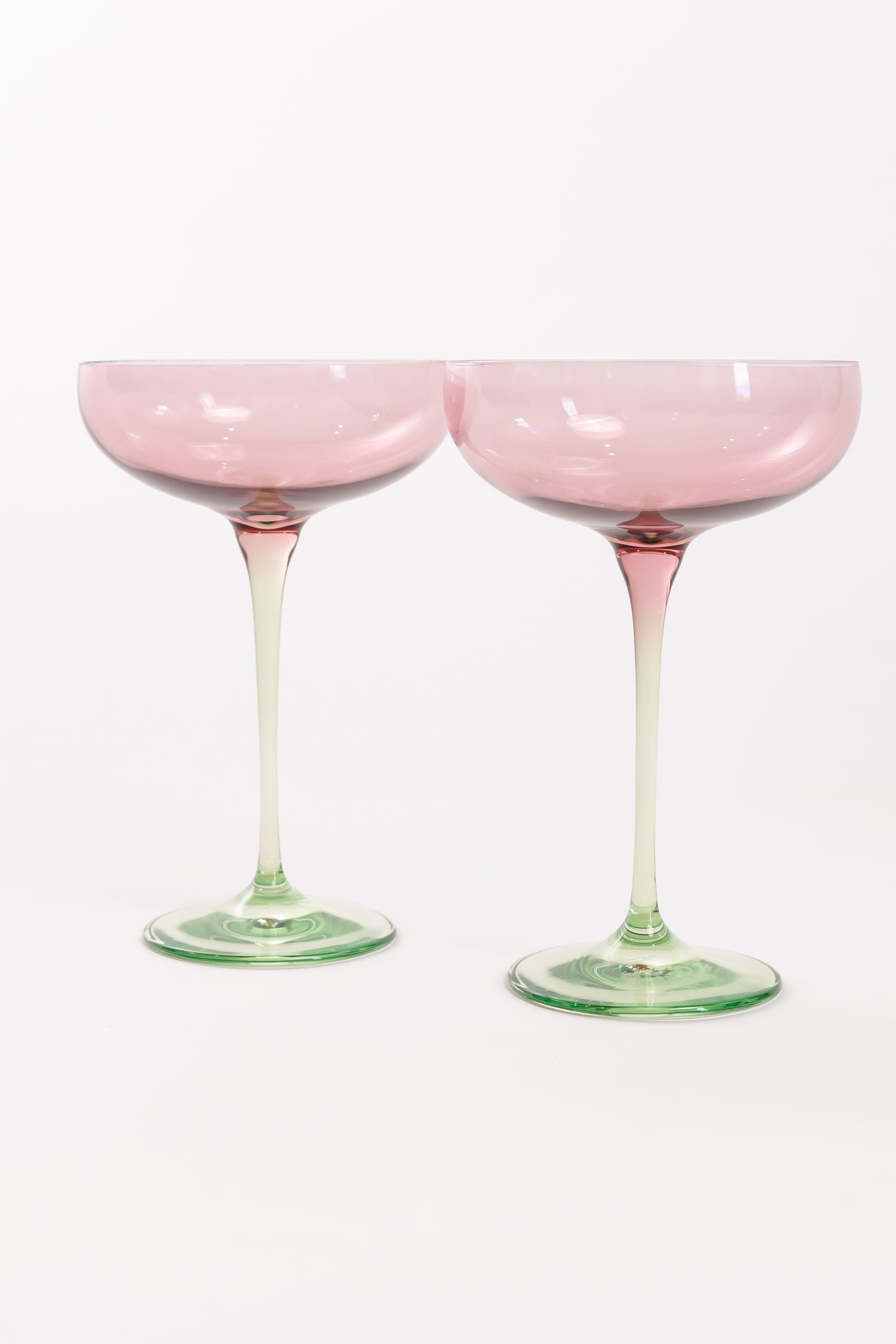 Estelle Colored Champagne Coupe - Set of 2 {Colorblock: Rose + Mint Green}