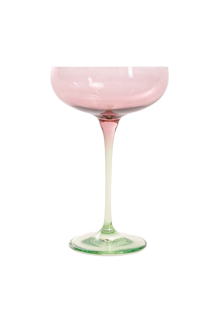 Estelle Colored Champagne Coupe - Set of 6 {Colorblock: Rose + Mint Green}