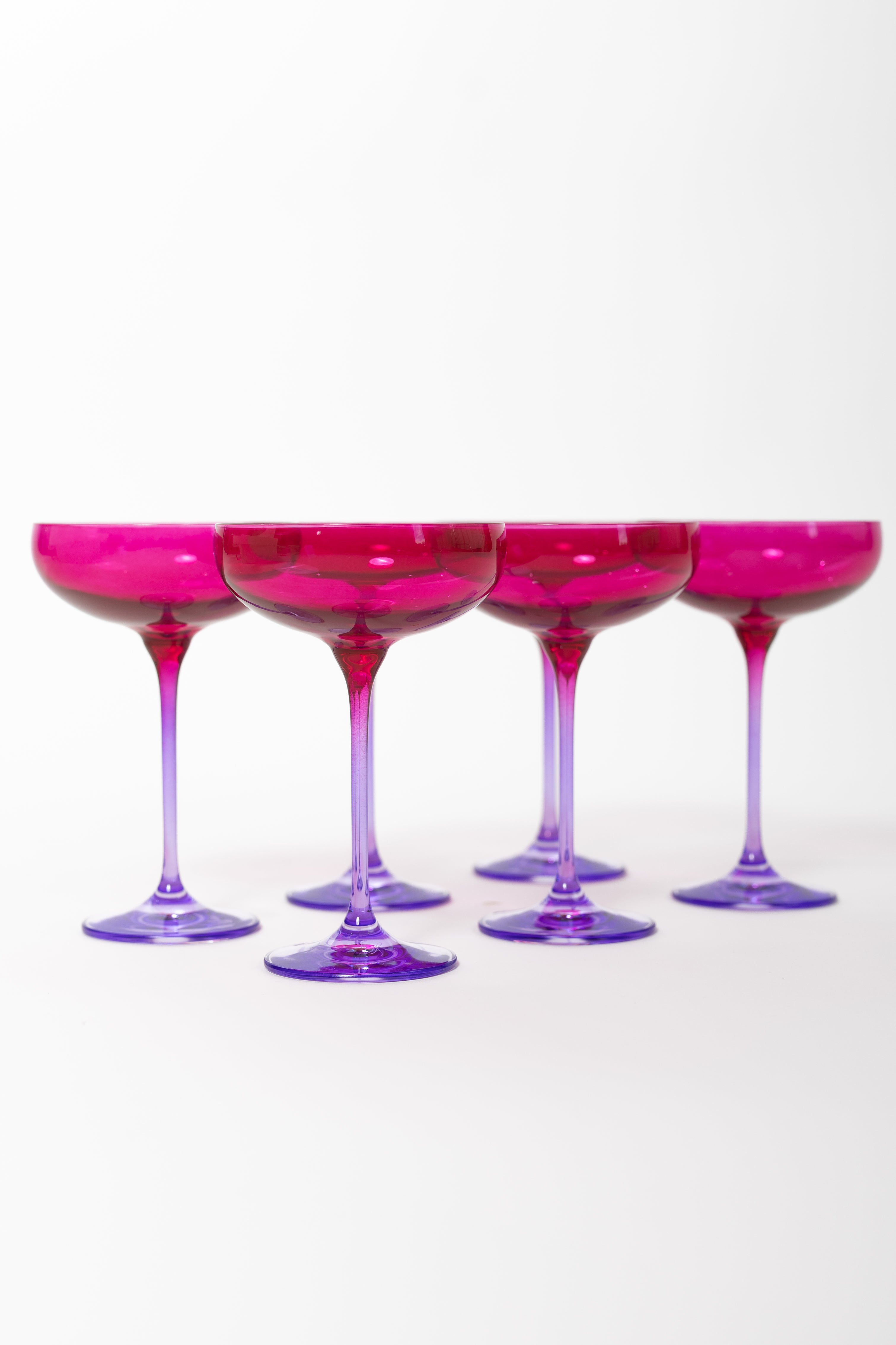 Estelle Colored Champagne Coupe - Set of 6 {Colorblock: Fuchsia + Lavender}