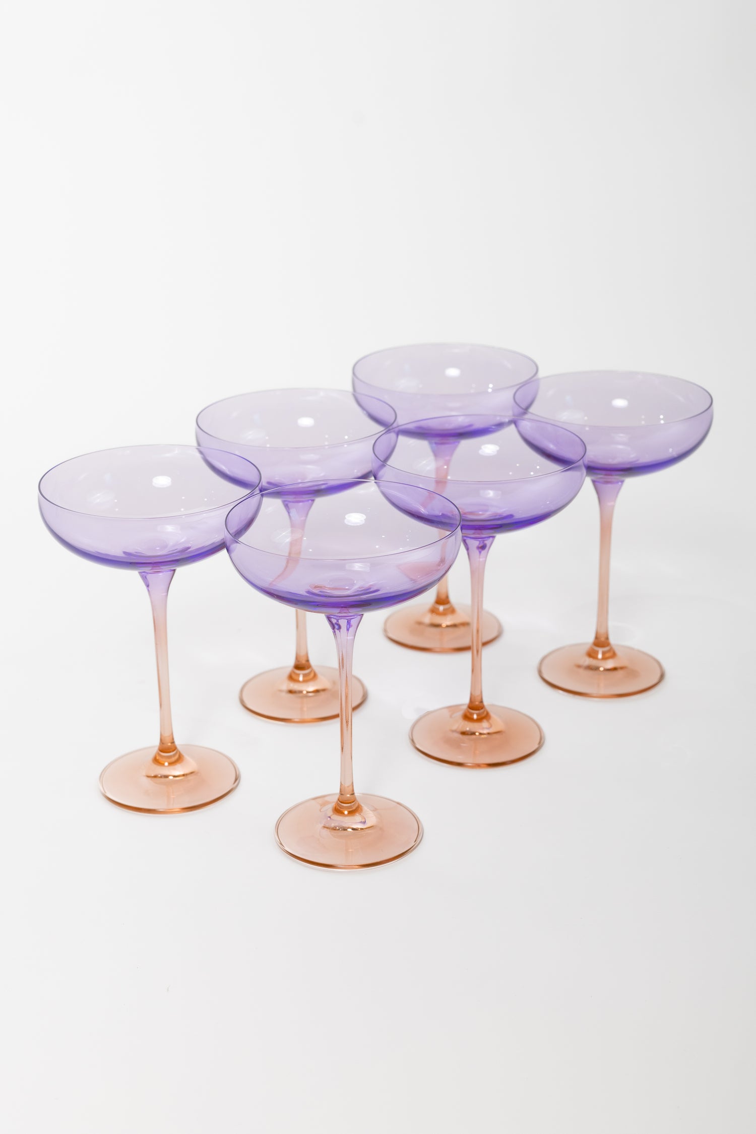 Estelle Colored Champagne Coupe - Set of 6 {Colorblock: Lavender + Blush Pink}