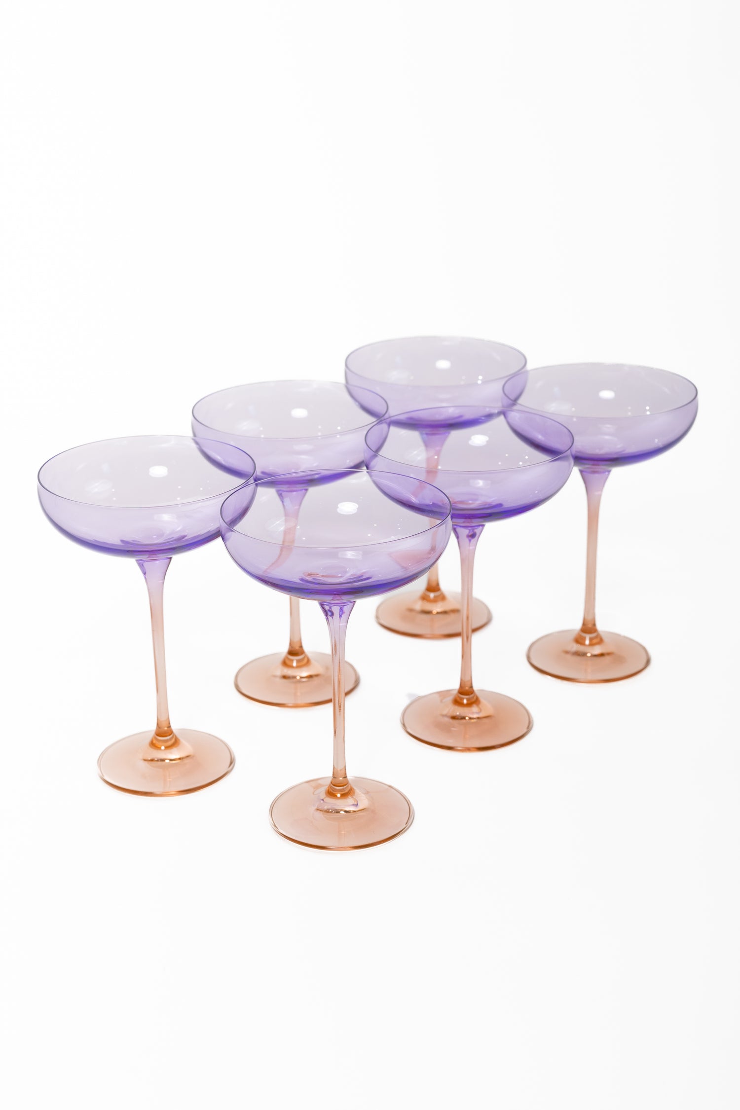 Estelle Colored Champagne Coupe - Set of 6 {Colorblock: Lavender + Blush Pink}