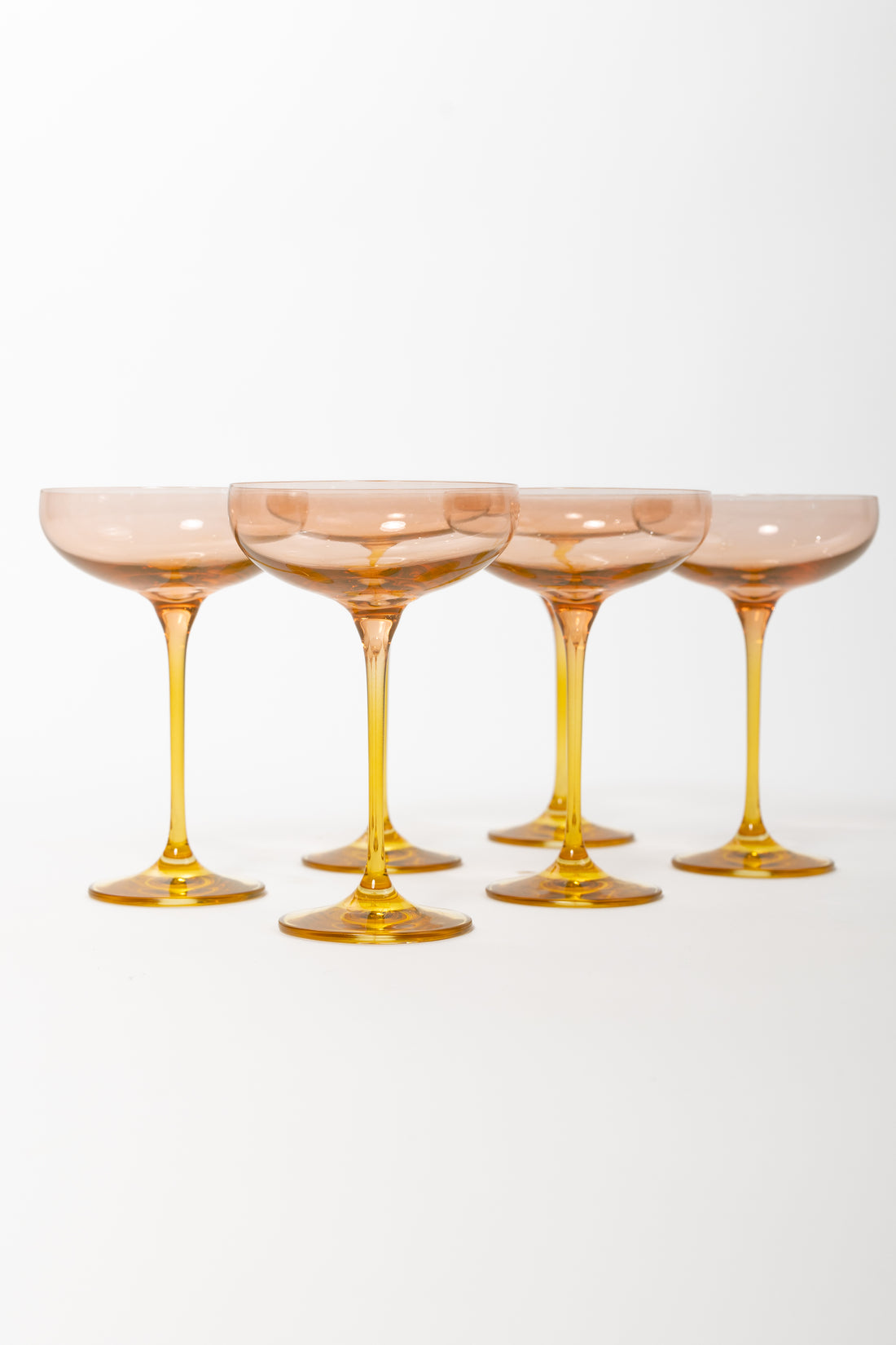 Estelle Colored Champagne Coupe - Set of 6 {Colorblock: Blush Pink + Yellow}