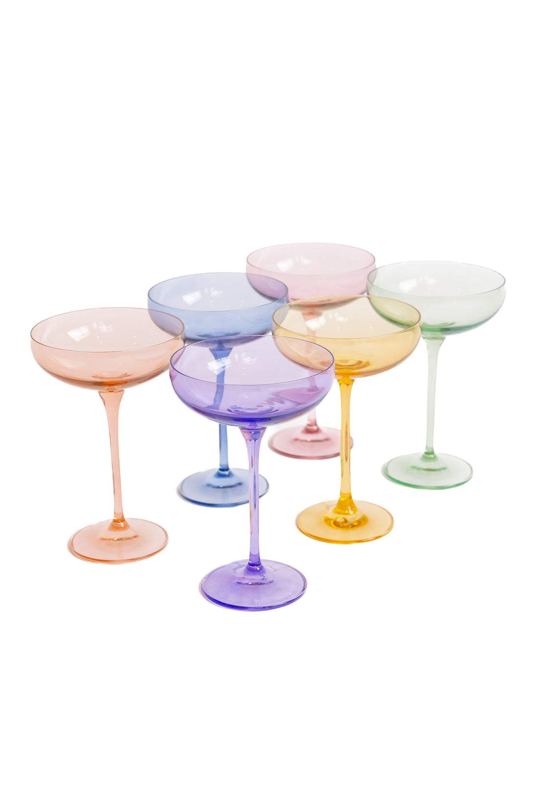 Estelle Colored Champagne Coupe Stemware - Set of 6 {Pastel Mixed Set}