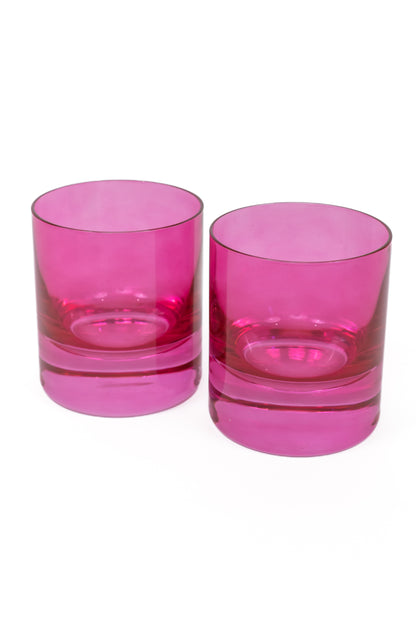 Estelle Colored Rocks Glass - Set of 2 {Fuchsia}