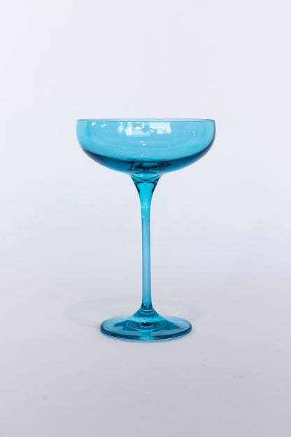 Estelle Colored Champagne Coupe Stemware - Set of 2 {Ocean Blue}