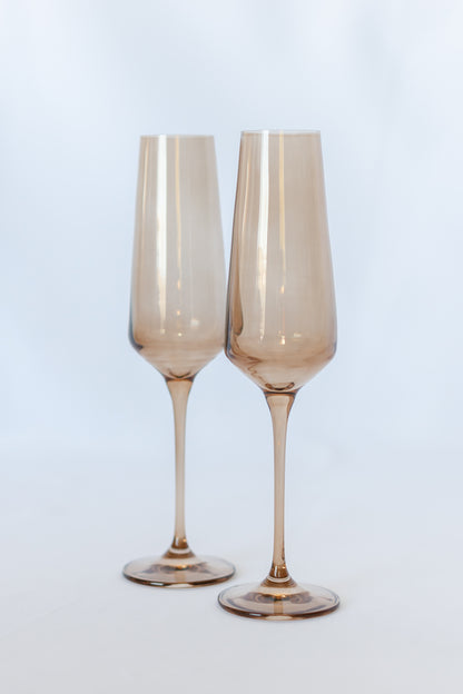 Estelle Colored Champagne Flute - Set of 6 {Amber Smoke}