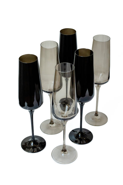 Estelle Colored Champagne Flute - Set of 6 {Smoke Mixed Set}