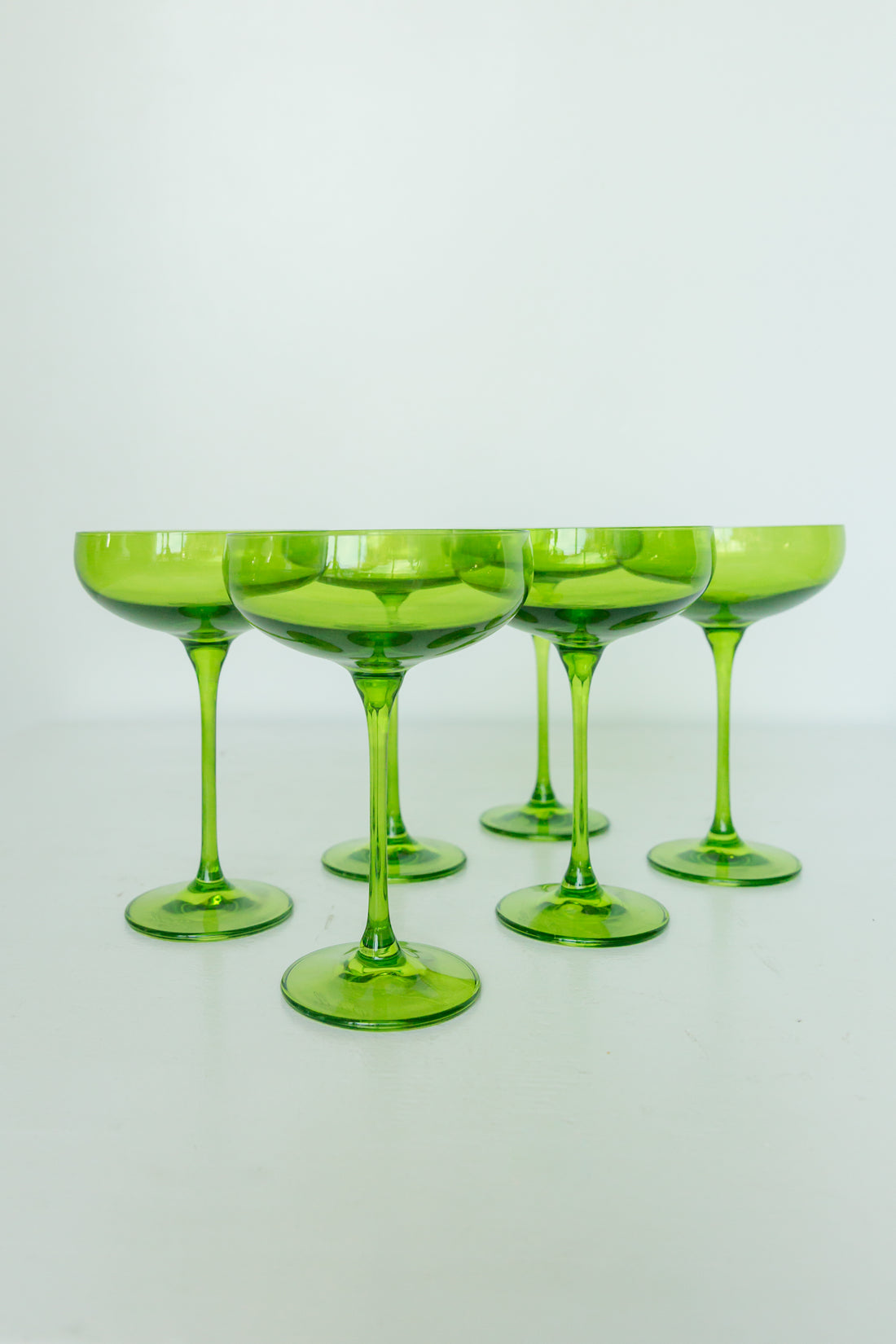 Estelle Colored Champagne Coupe Stemware - Set of 6 {Forest Green}