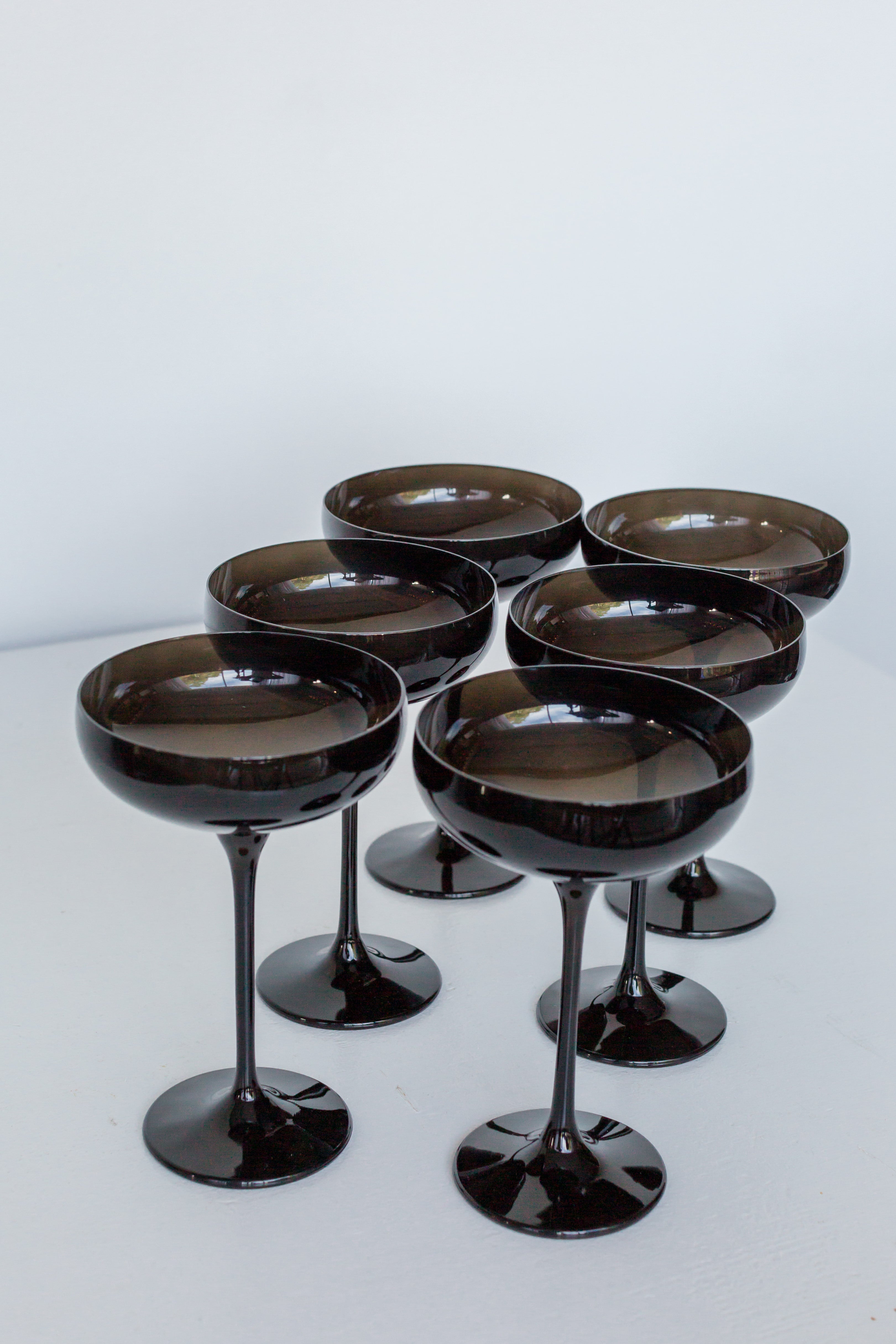 Estelle Colored Champagne Coupe Stemware - Set of 6 {Black Onyx}