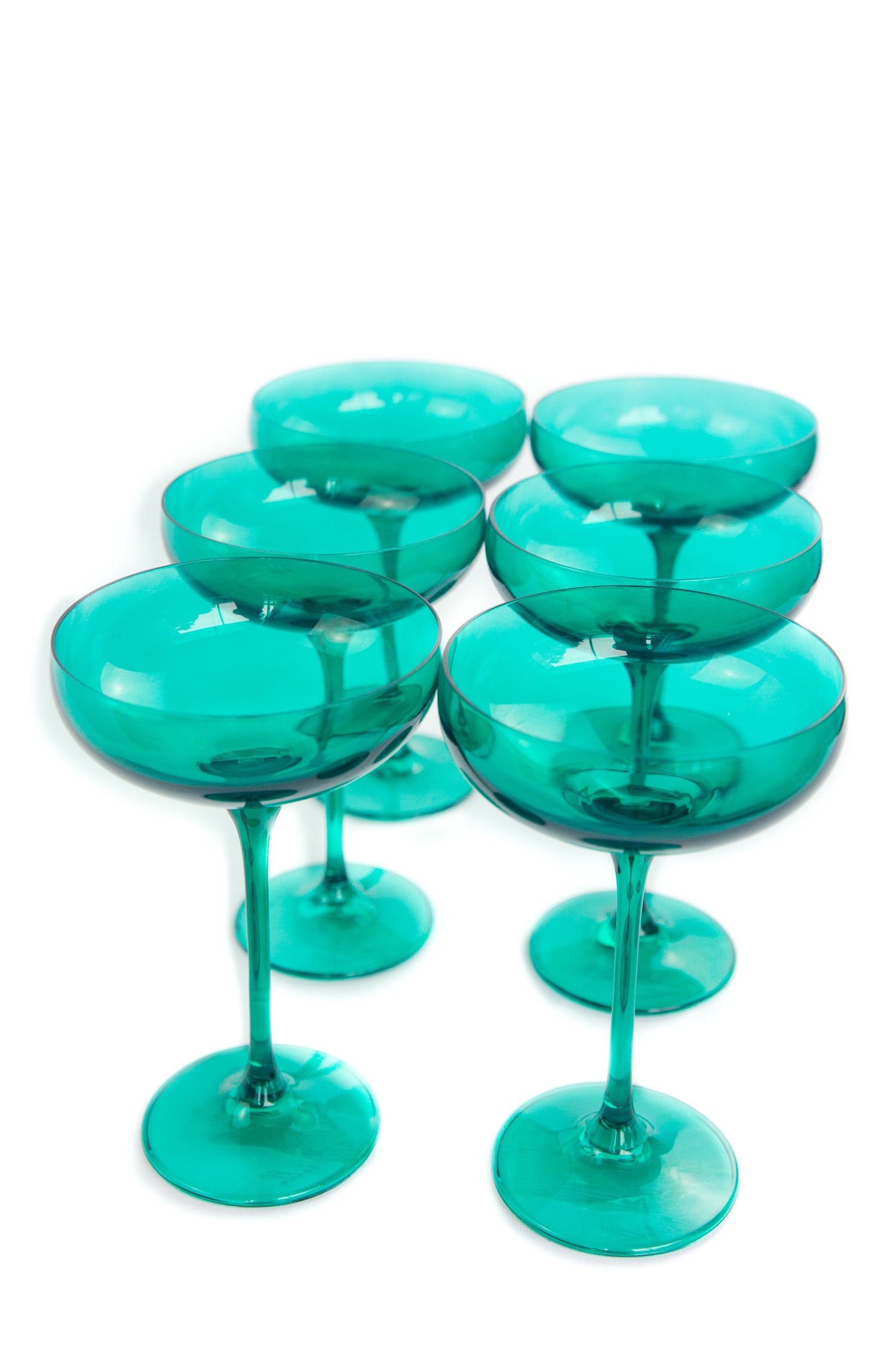Estelle Colored Champagne Coupe Stemware - Set of 6 {Emerald Green}