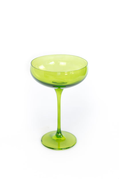 Estelle Colored Champagne Coupe Stemware - Set of 6 {Forest Green}