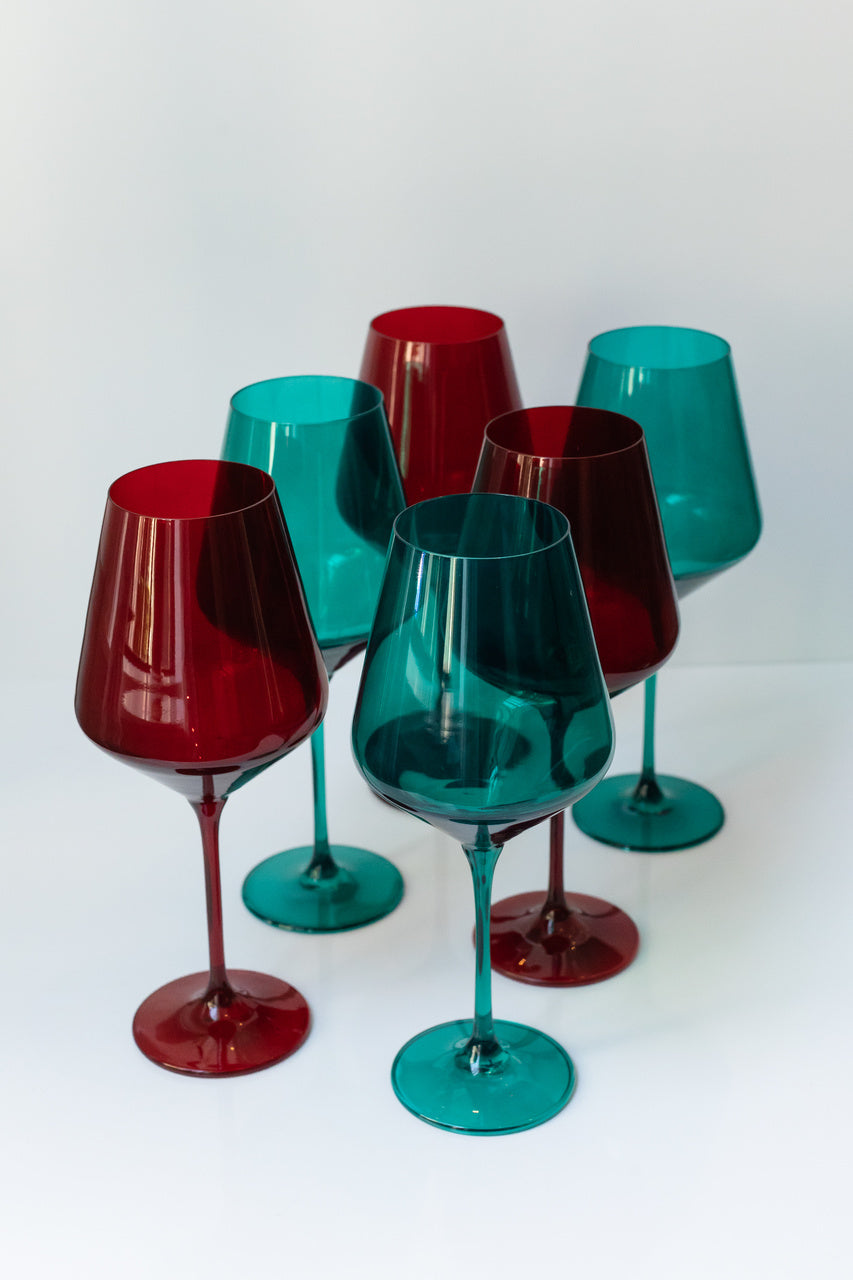 Estelle Colored Wine Stemware - Set of 6 {Holiday Mixed Set}