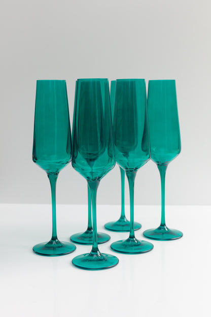 Estelle Colored Champagne Flute - Set of 6 {Emerald Green}