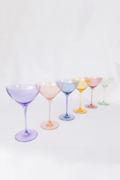 Estelle Colored Martini Glass - Set of 6 {Pastel Mixed Set}