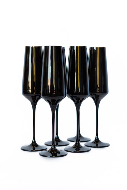 Estelle Colored Champagne Flute - Set of 6 {Black}