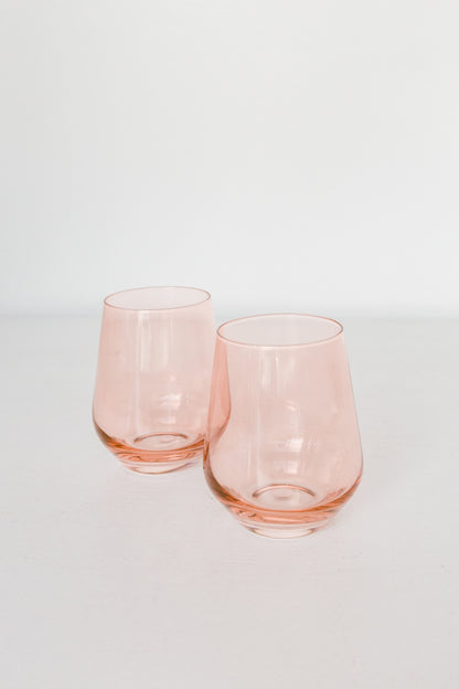 Estelle Colored Wine Stemless - Set of 2 {Blush Pink}